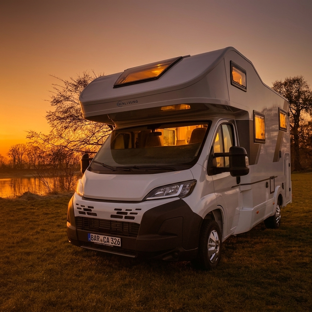 Wohnmobil bei Abendlicht
